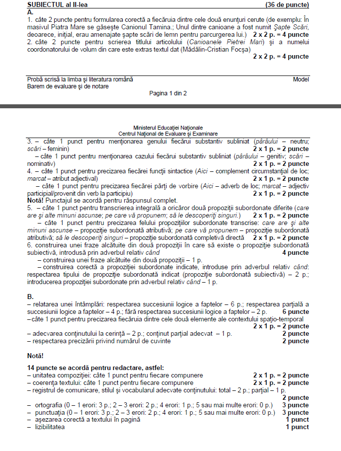 barem model romana II