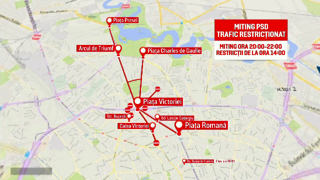 Restricţii de circulaţie în Capitală. Lista marșurilor și evenimentelor care au loc astăzi