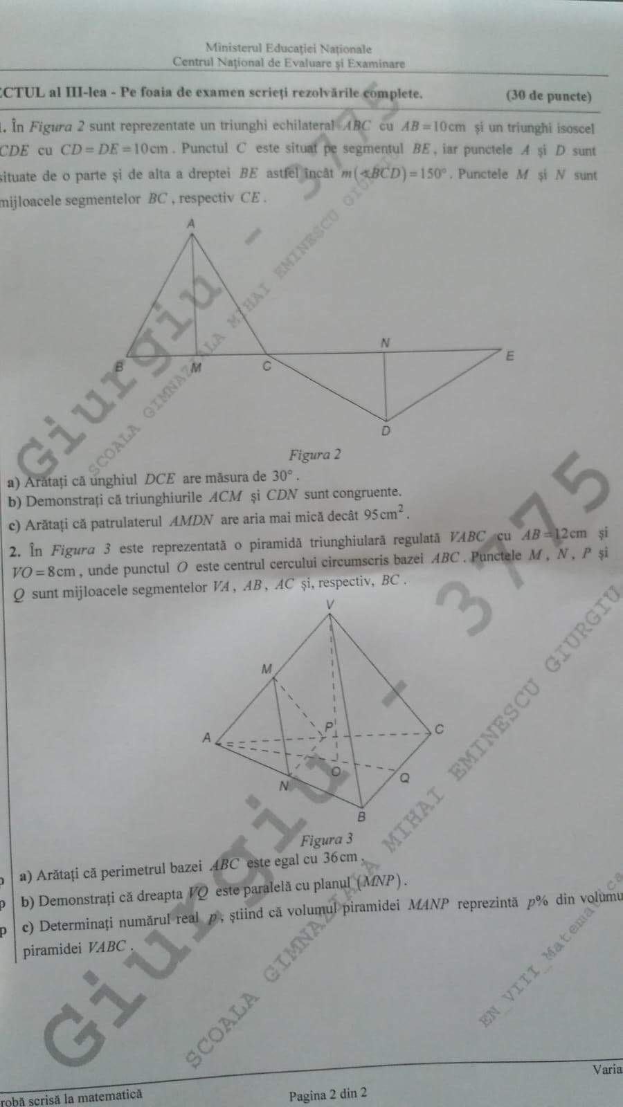 subiecte matematica evaluare nationala 13 iunie 2018