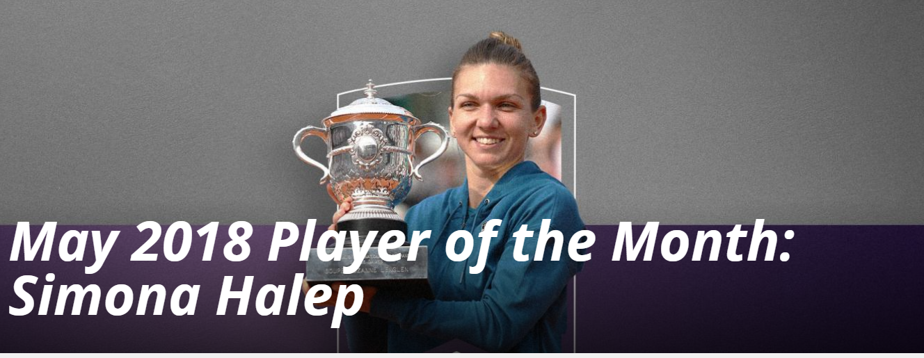 Simona Halep, desemnată jucătoarea lunii mai