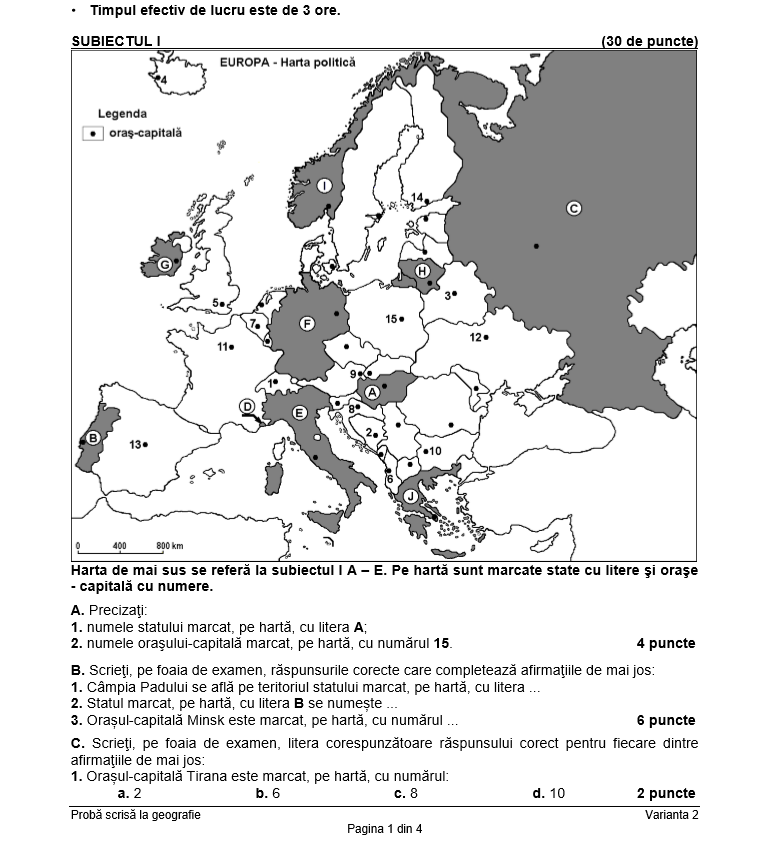 subiecte geografie bac 2018