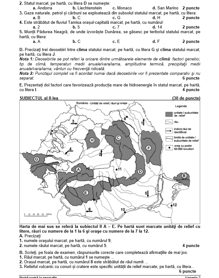 subiecte geografie bac 2018