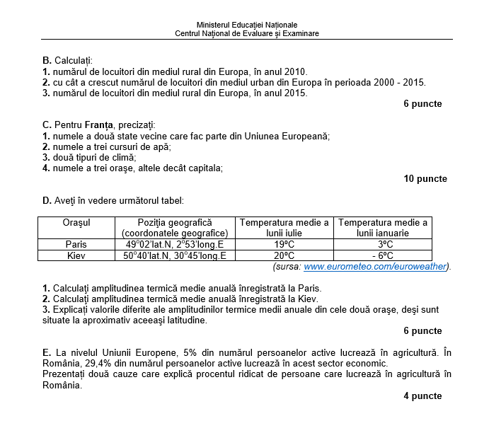 subiecte geografie bac 2018