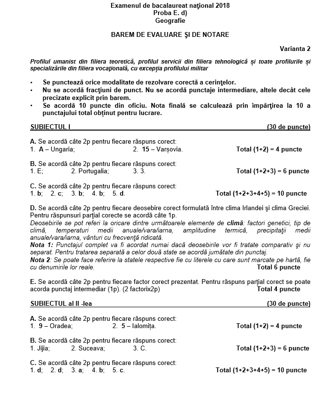 barem geografie bac 2018