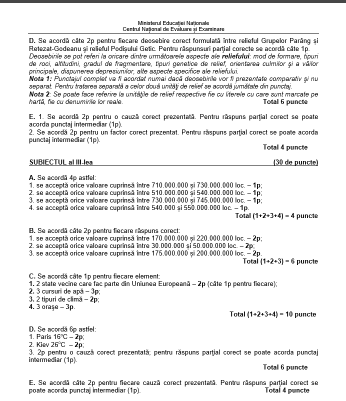 barem geografie bac 2018