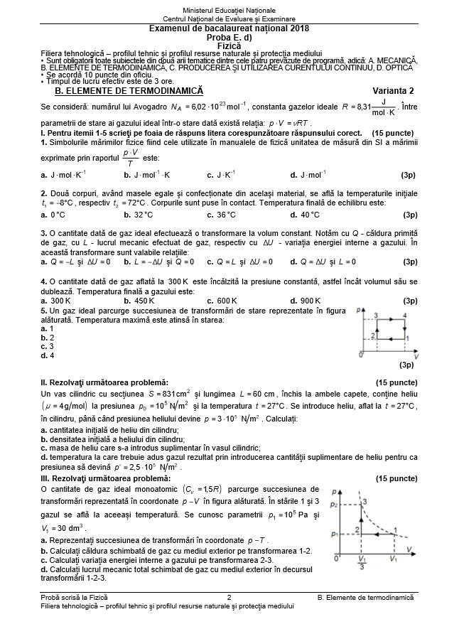 subiecte fizica bac 2018