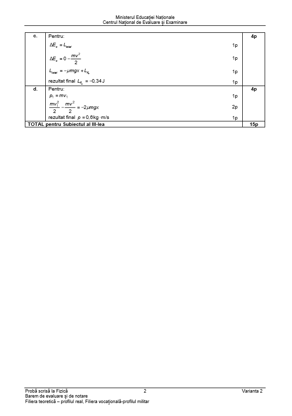 BAC 2018 SUBIECTE și BAREM FIZICĂ. Subiectele și Baremul de corectare la Bacalaureat 2018 -2b