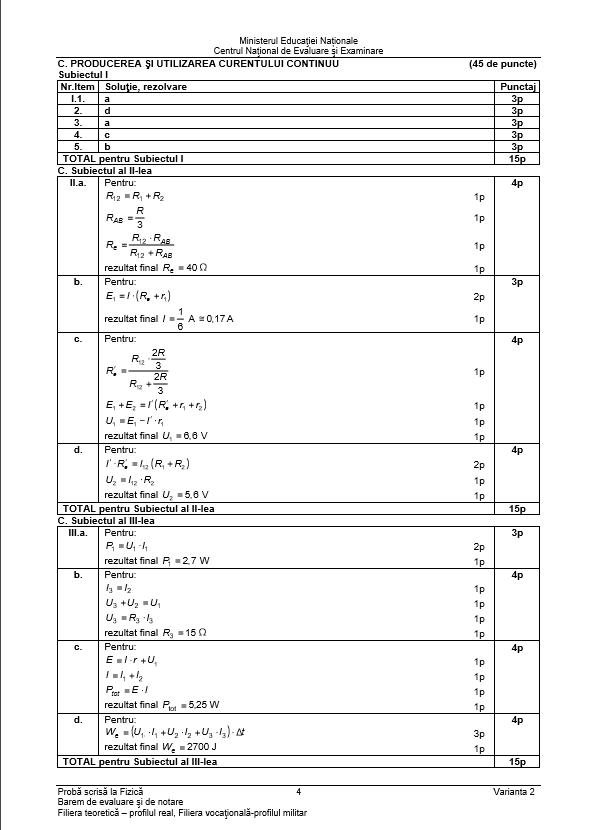 BAC 2018 SUBIECTE și BAREM FIZICĂ. Subiectele și Baremul de corectare la Bacalaureat 2018 -4b