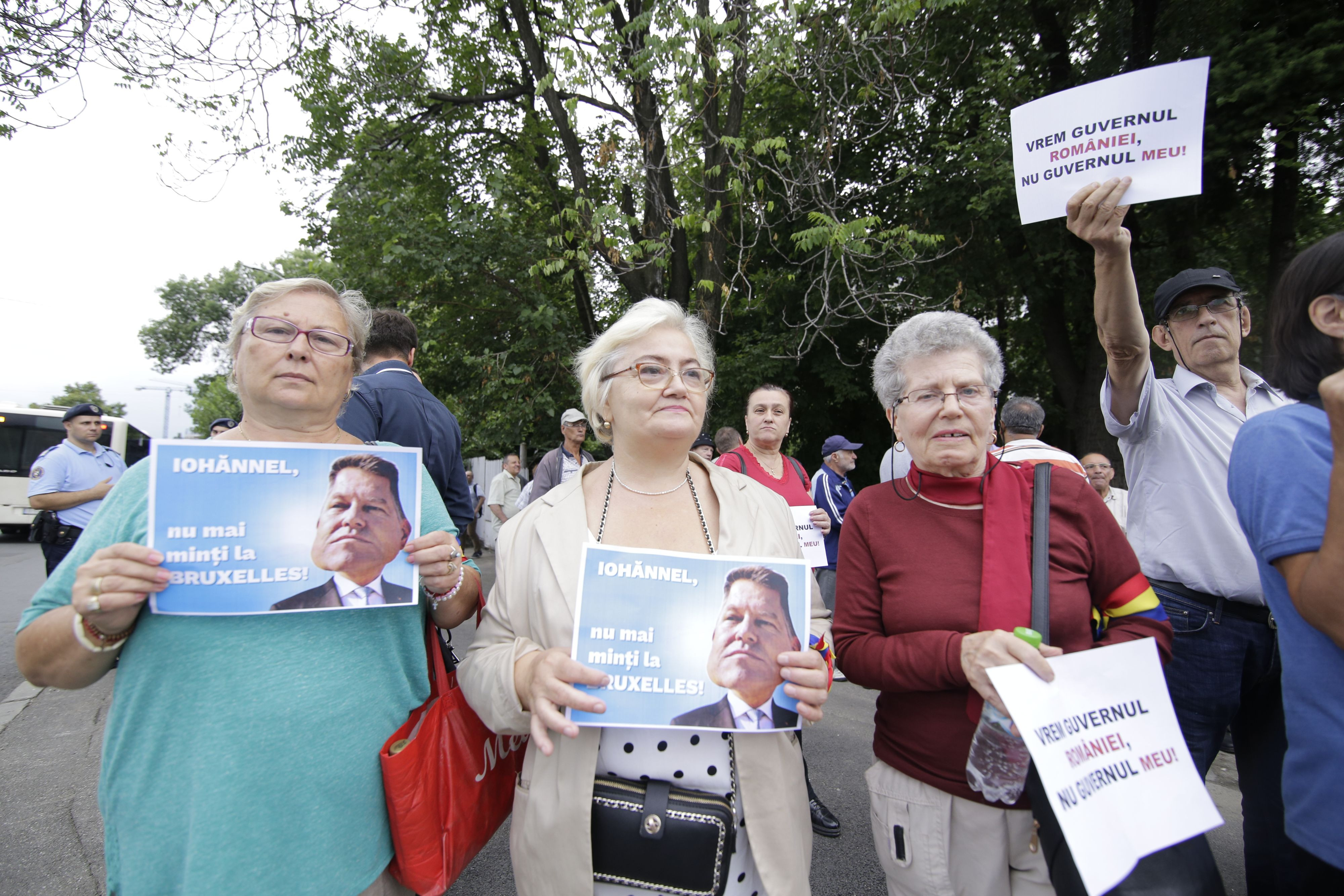 Câteva zeci de susținători PSD au protestat la Cotroceni: „Iohănnel, nu mai minți la Bruxelles!”