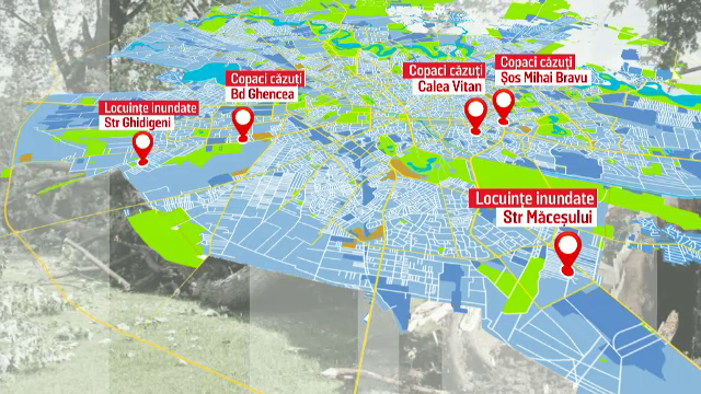 Nou bilanț după codul portocaliu de furtună din Capitală. Când se opresc ploile