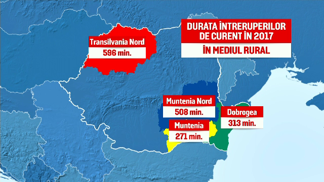 Harta celor mai afectate zone din țară de penele de curent. Vremea i-a lăsat pe români pe întuneric