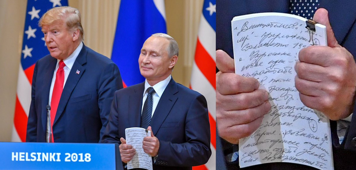 ”Ciorna” lui Vladimir Putin, fotografiată de jurnaliști. Mesajele care apar pe notițele liderului rus