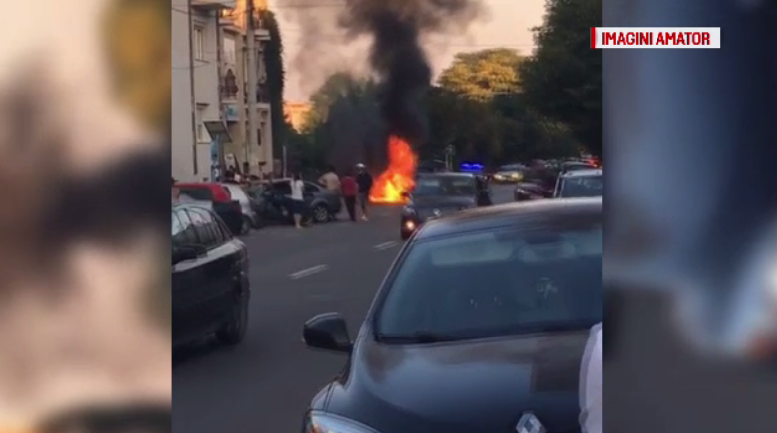 Cum a reușit un tânăr din Pitești să scape din flăcările care i-au cuprins mașina în mers