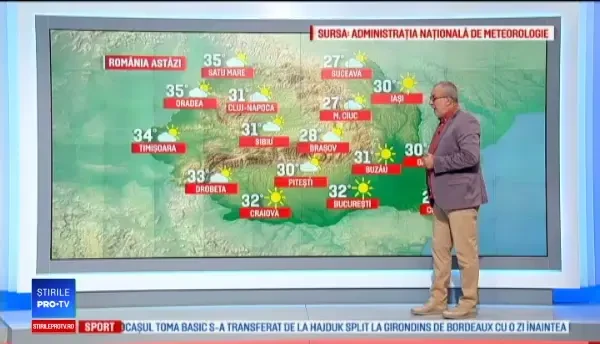 Vreme caniculară în aproape toată țara. Zonele în care sporadic sunt așteptate ploi
