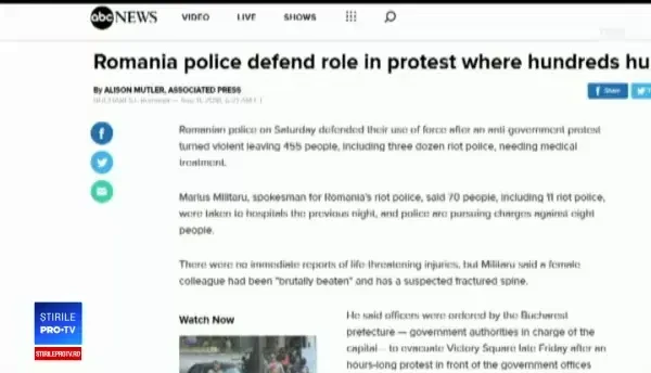 Presa externă, despre proteste: ”Scene șocante în inima Capitalei României”