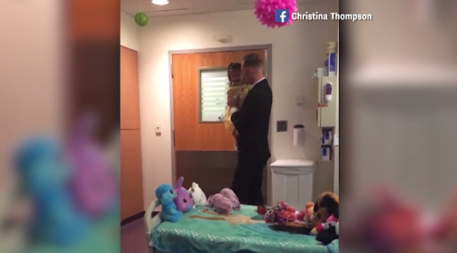 Surpriza făcută de un tată fiicei lui de doi ani, bolnavă de leucemie