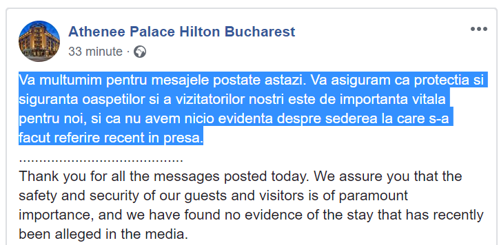 Athenee Palace pe Fb