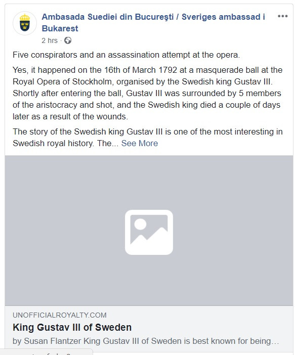 Ambasada Suediei, poveste despre cum era să fie asasinat un rege, în 1792