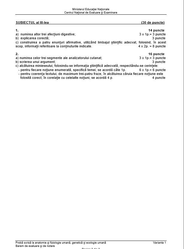 barem anatomie bac 2018