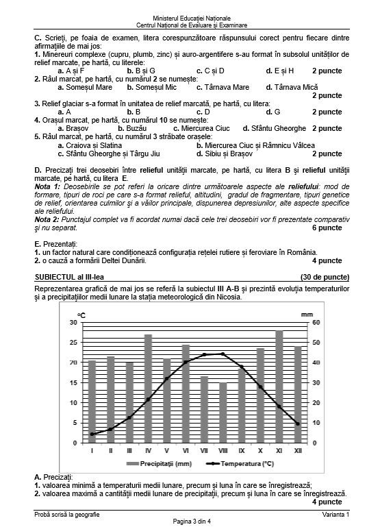Subiecte geografie Bac 2018 - sesiunea de toamnă