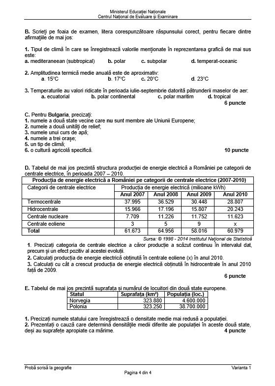 Subiecte geografie Bac 2018 - sesiunea de toamnă