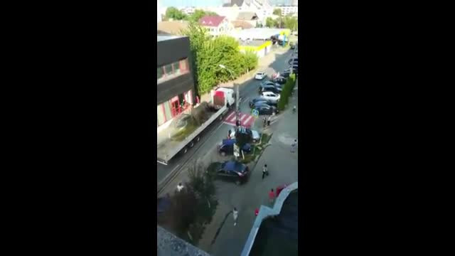 Elefant plimbat pe un camion prin Sighetu Marmaţiei, cu escortă de poliţie, deși este ilegal