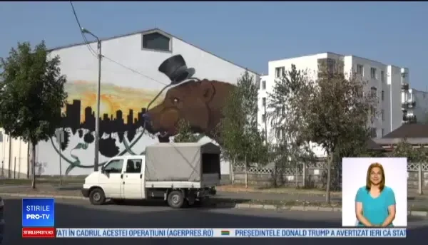 Artă stradală la Târgu Mureș: „Am adus ursul într-un spațiu utopic”