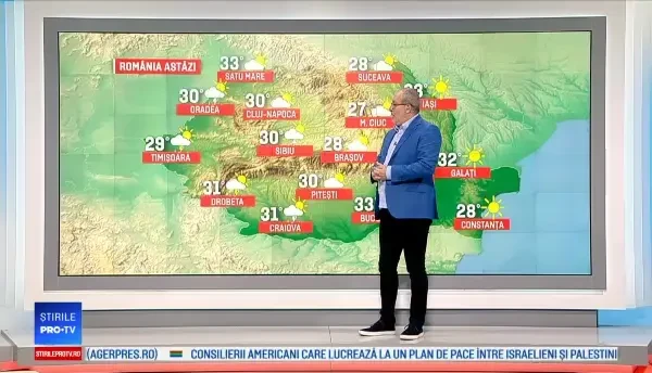 Ploile vor cuprinde jumătatea vestică și zonele montane. Restul țării se bucură de vreme frumoasă