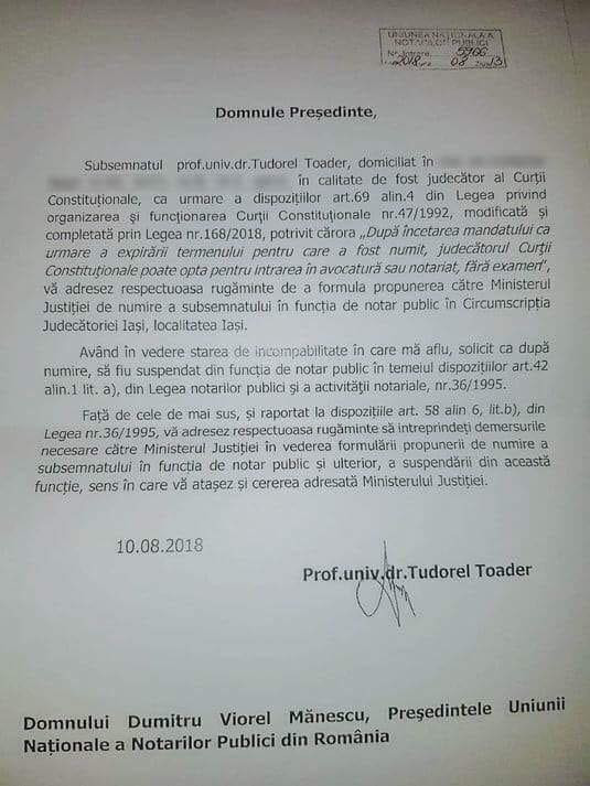 Tudorel Toader, notar