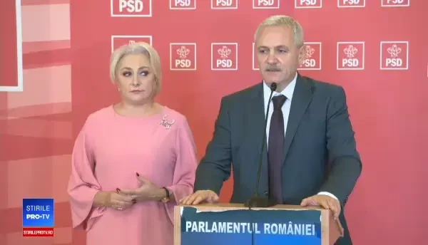 Dragnea a venit cu Dăncilă la declarații, dar n-a lăsat-o să spună nimic. Haideți!