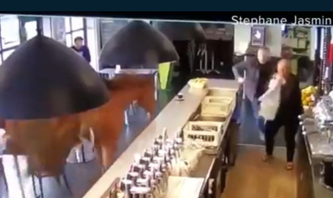 Momentul în care un cal întră în galop într-un bar din Franța și face prăpăd. VIDEO