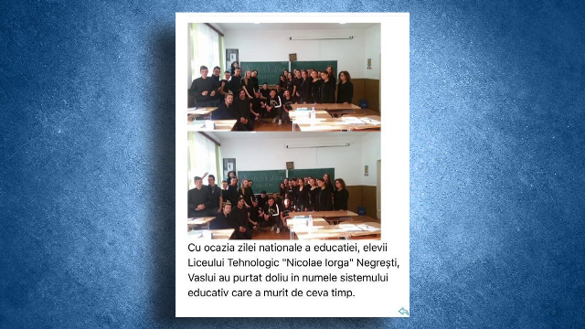 Şcoli închise de Ziua Educaţiei. Elevi din Vaslui au purtat doliu ”comemorând” moartea sistemului