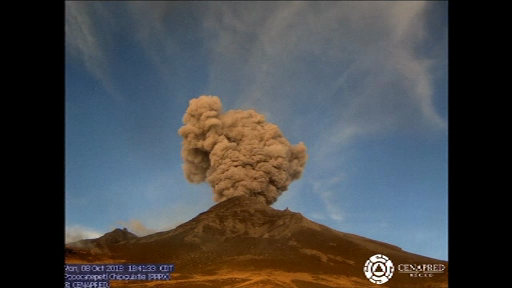 Time-lapse cu ultimele două explozii ale vulcanului Popocatepetl