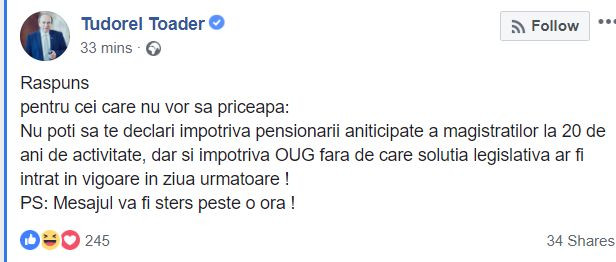 mesaj tudorel toader