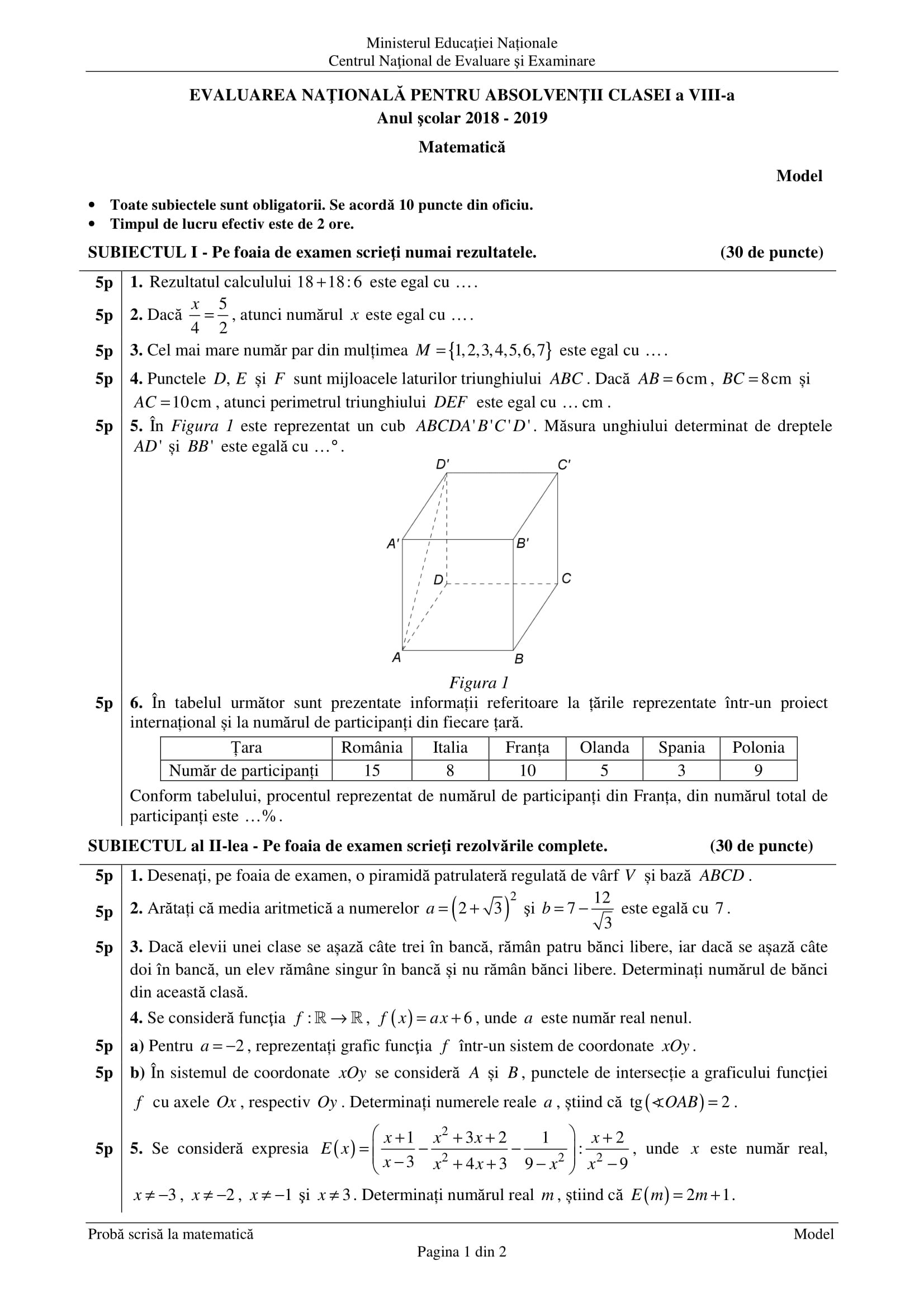 Evaluare Națională - Matematică