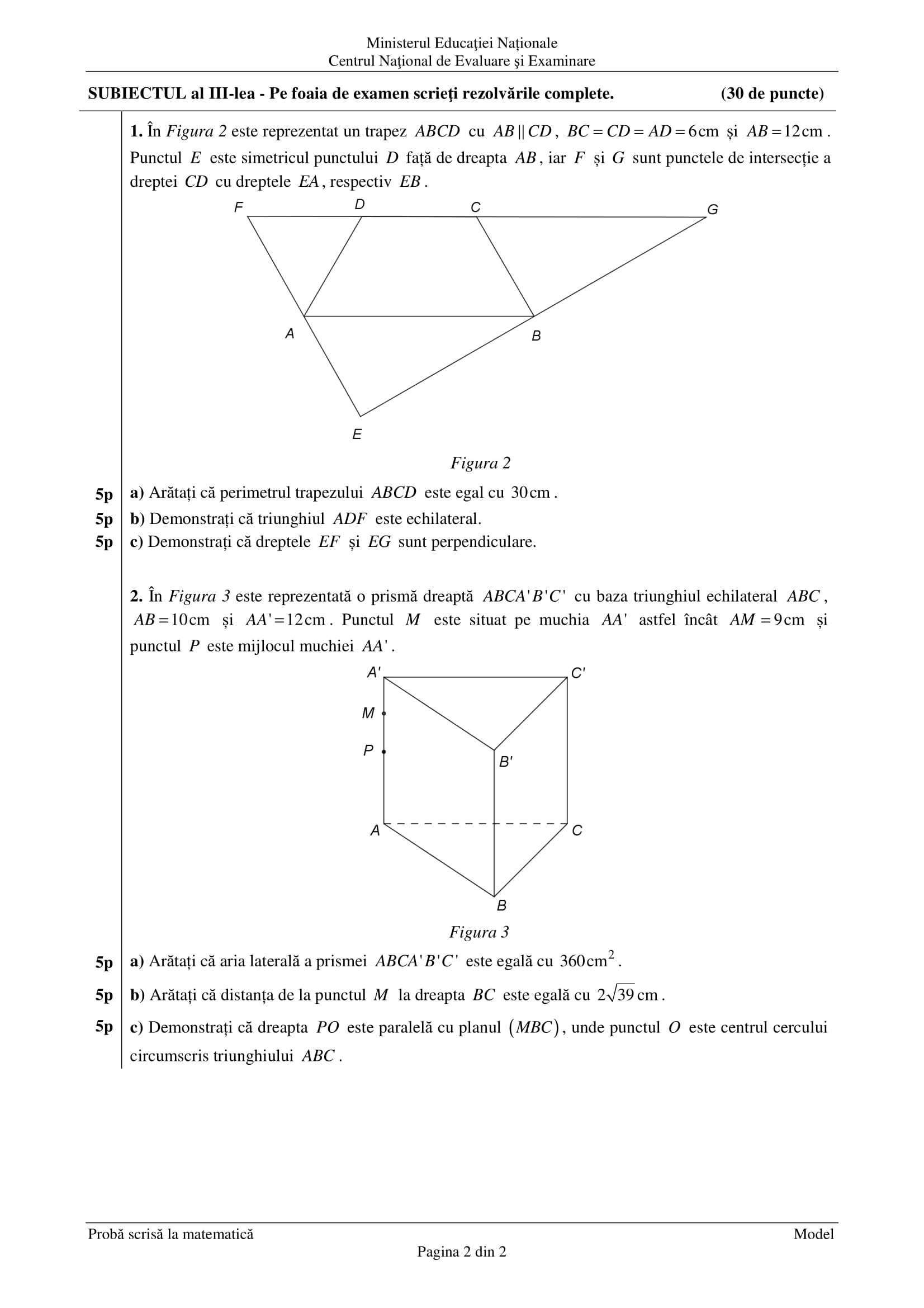 Evaluare Națională - Matematică