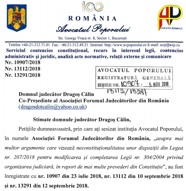 raspuns Avocatul Poporului