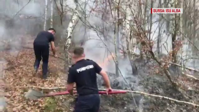Incendiul izbucnit în Munții Apuseni arde în continuare. Ce îngreunează misiunea pompierilor