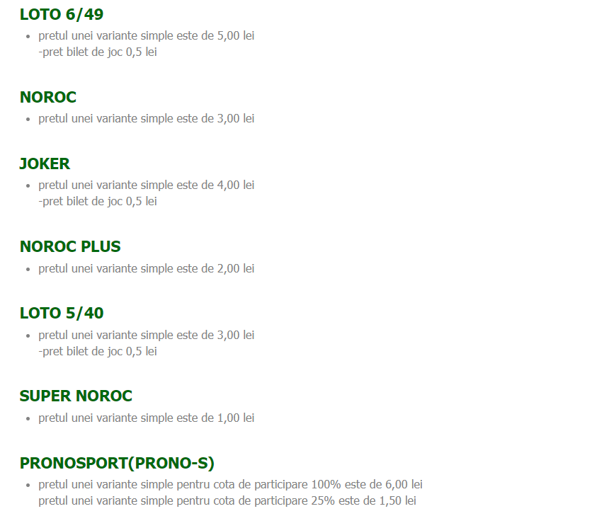 preturi loto