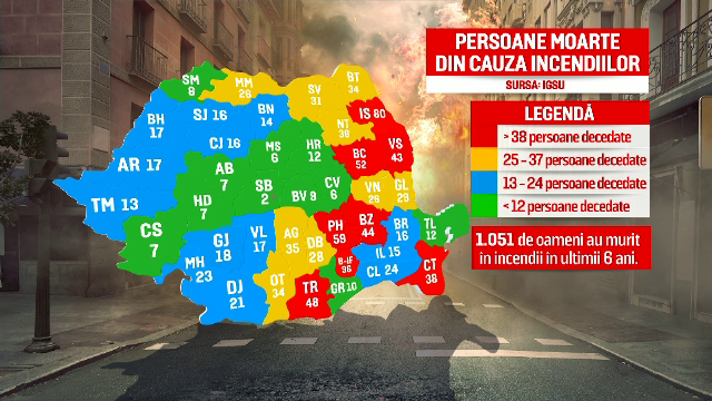 1.051 de oameni morți în flăcări, în 6 ani. HARTA incendiilor de locuințe din România