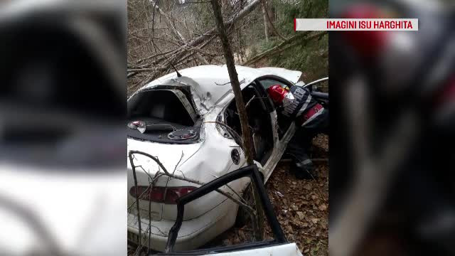 Accident grav în Harghita. Patru femei s-au răsturnat cu mașina într-o prăpastie