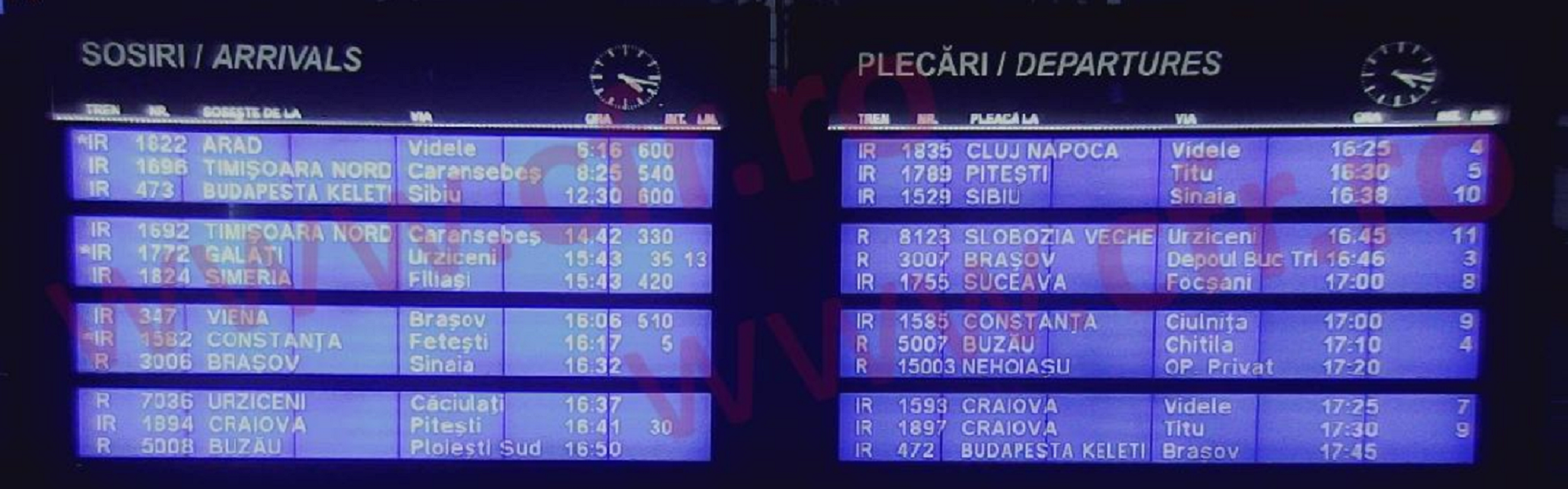 Intarzieri trenuri la ora 16.30