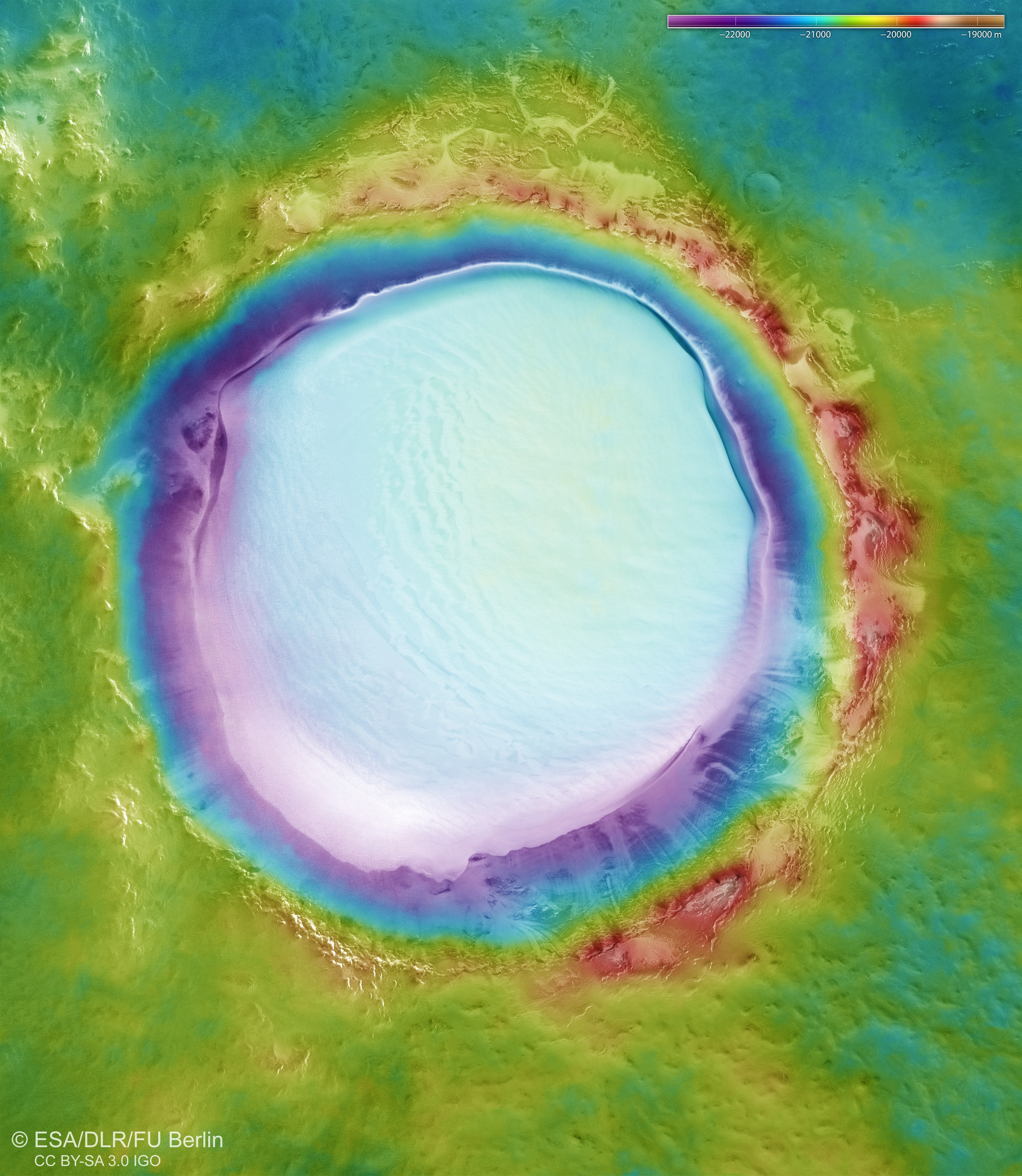 Crater inghetat pe Marte