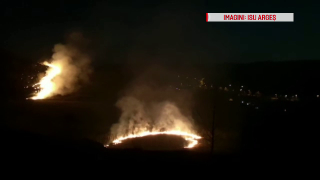 Incendiu de vegetație pe dealurile din Ștefănești, Argeș. Focul, pus intenționat