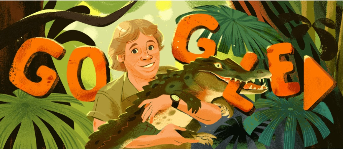 google doodle steve irwin