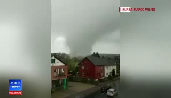 Momentul în care o tornadă lovește un oraș din Germania. 5 oameni au fost răniți
