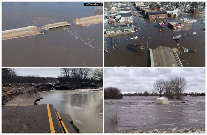 O "bombă meteo" a făcut ravagii în SUA: Poduri și autostrăzi distruse, mașini luate de viituri