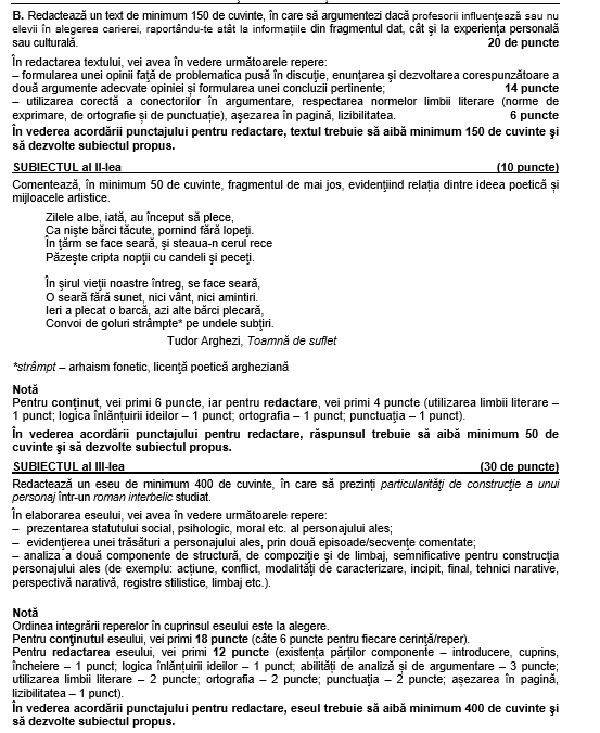 SIMULARE BACALAUREAT 2019. Subiecte și barem de corectare la Limba Rom&acirc;nă