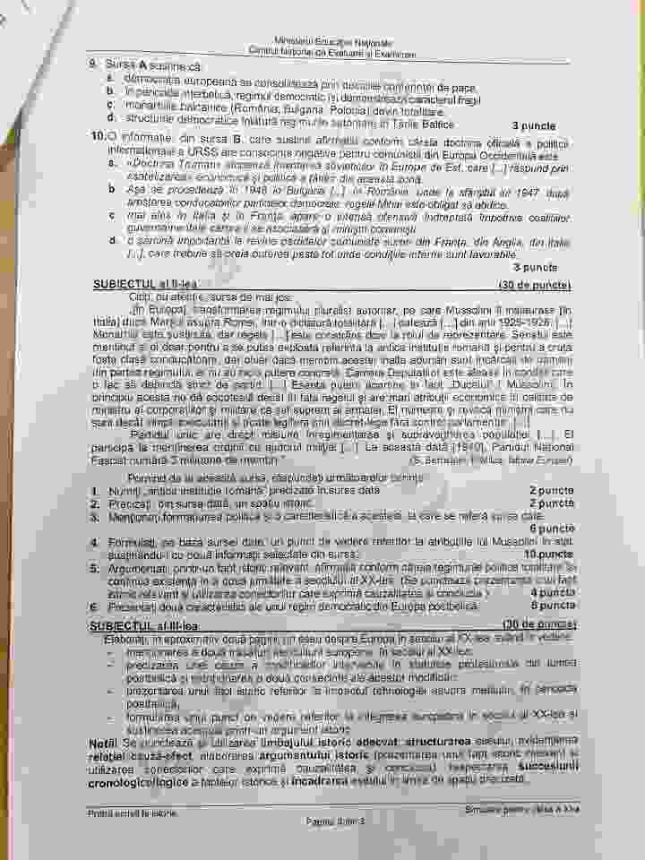 subiecte istorie bac