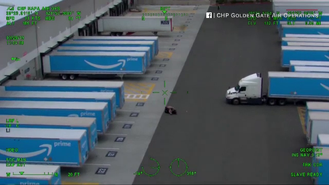 Momentul în care un fugar este încolțit la sol și din aer de polițiști